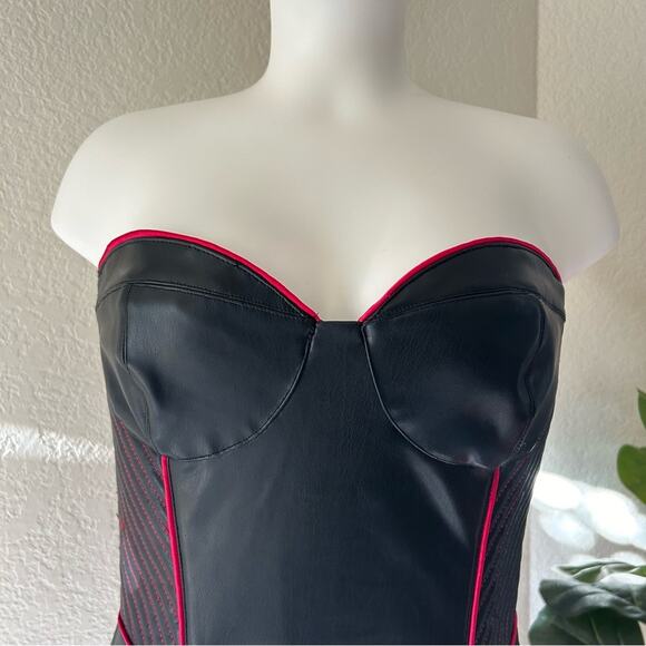 Zara faux leather sweet heart mini dress womens size large - Picture 4 of 10